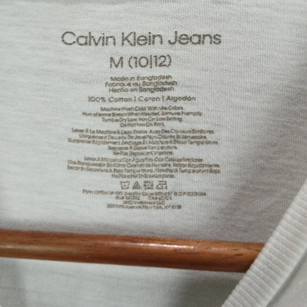 Calvin‎ Klein Jeans T Shirt Boys M (10/12) White Spellout Graphic Print Cotton